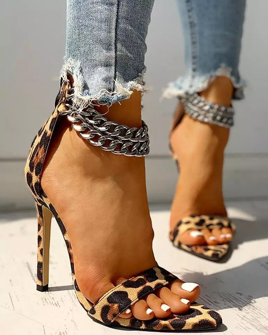 Women's Strappy Stiletto Heels: Ankle Chain Glam Sandals