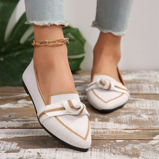 Pointed Toe Bow Flats – Chic, Breathable & Slip-On Comfort!