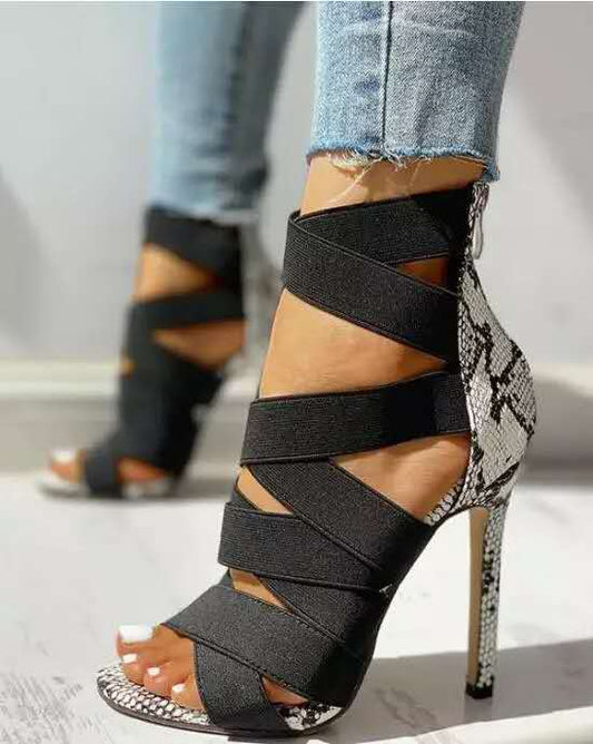 Snake Print High Heels – Strappy, Bold & Ultra-Chic!