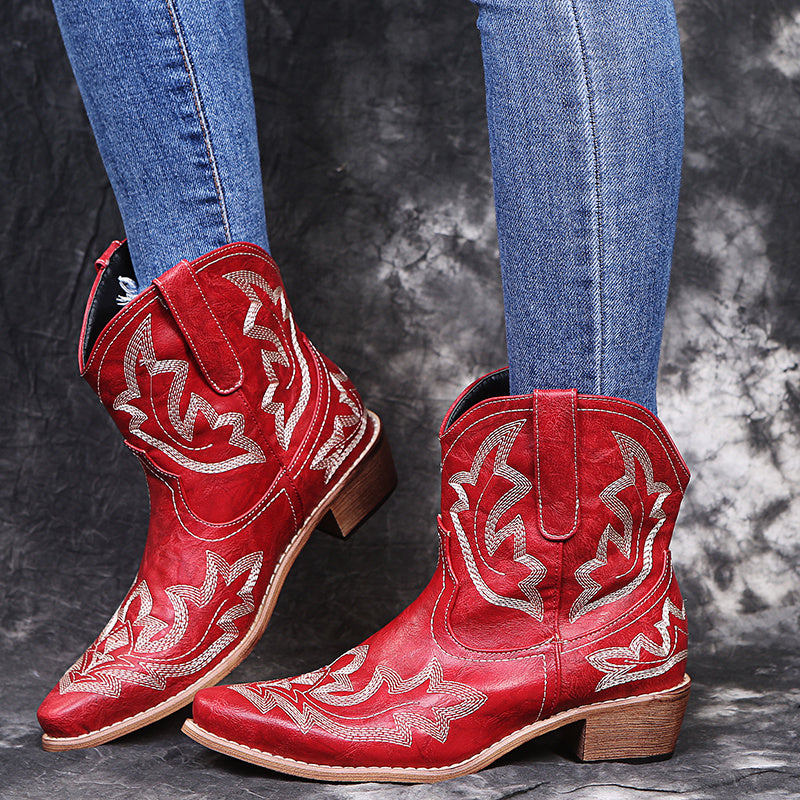 Women's Western Cowboy Boots: Embroidered Ankle Cowgirl Style