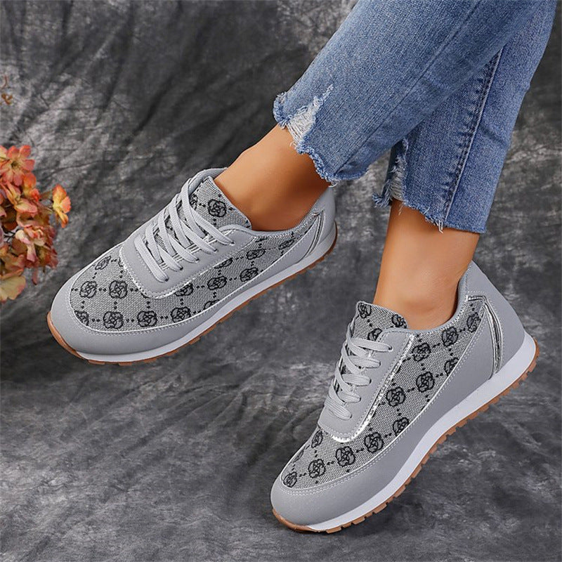 Floral Lace-Up Sneakers, Lightweight, Breathable & Stylish Trainers