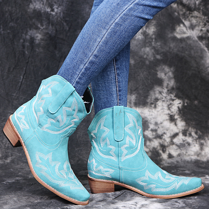 Women's Western Cowboy Boots: Embroidered Ankle Cowgirl Style