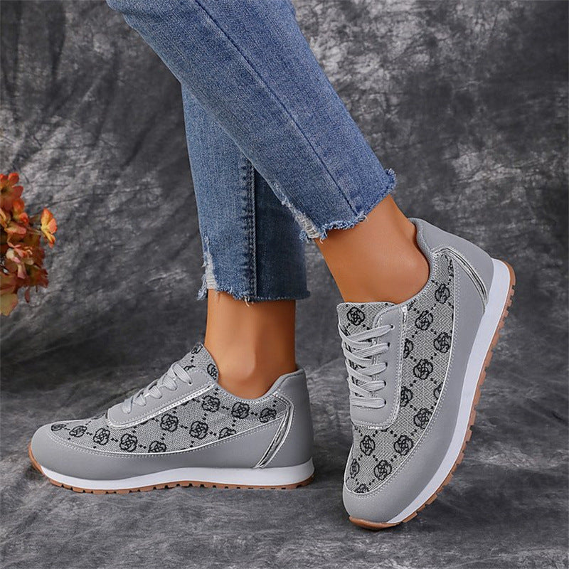 Floral Lace-Up Sneakers, Lightweight, Breathable & Stylish Trainers