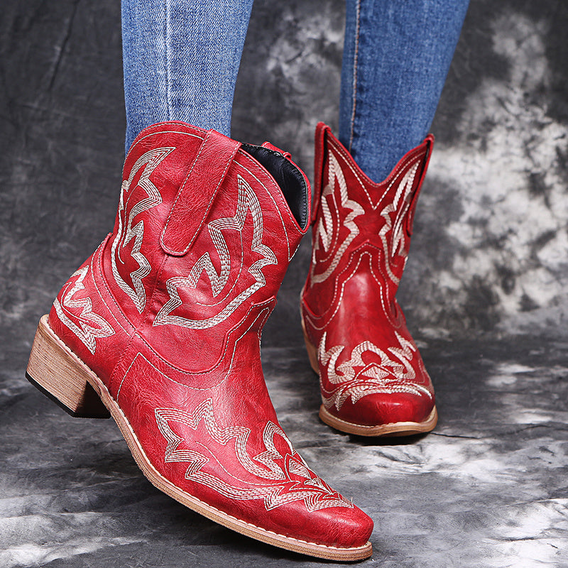 Women's Western Cowboy Boots: Embroidered Ankle Cowgirl Style