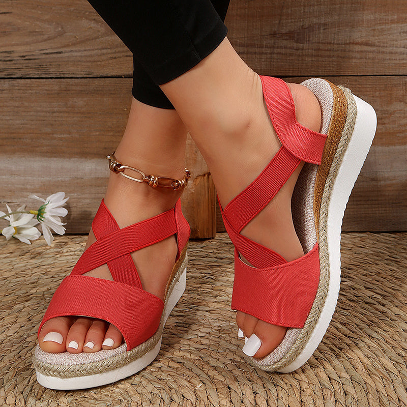 Summer Wedge Sandals: Cross-Strap Hemp Platform Gladiator Shoes 👡🌞