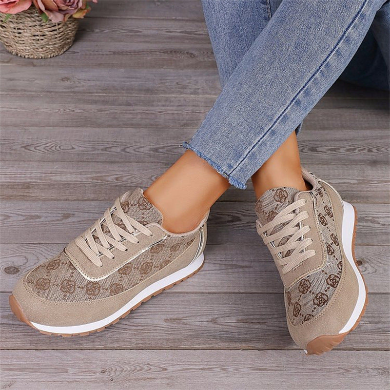 Floral Lace-Up Sneakers, Lightweight, Breathable & Stylish Trainers