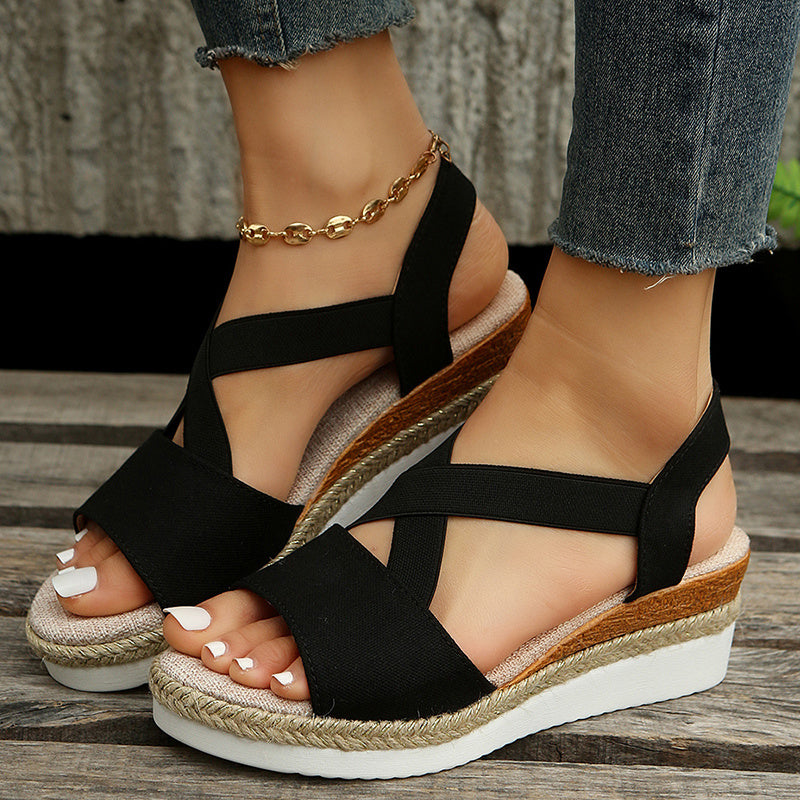 Summer Wedge Sandals: Cross-Strap Hemp Platform Gladiator Shoes 👡🌞