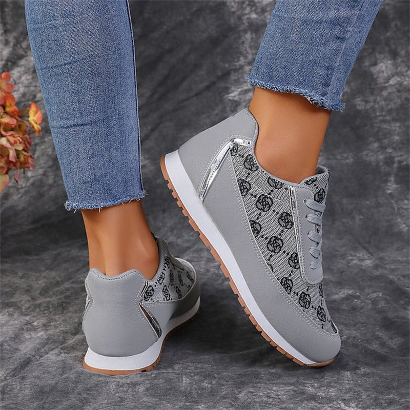 Floral Lace-Up Sneakers, Lightweight, Breathable & Stylish Trainers