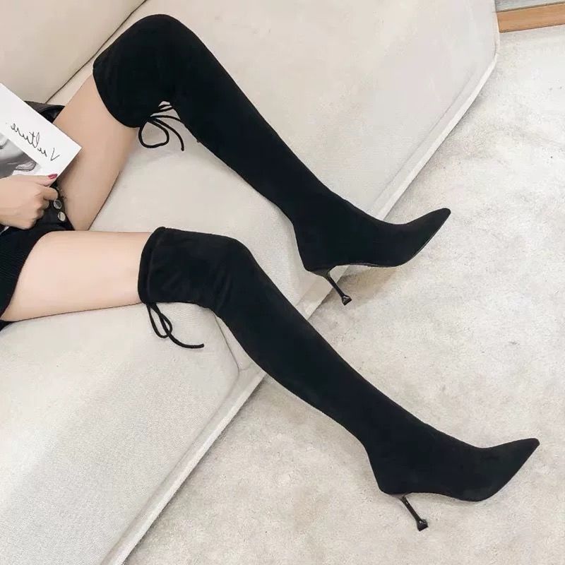 Women’s Pointed Toe Knee-High Boots – Sleek & Stiletto Chic!